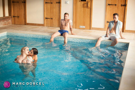 Cléa Gaultier and Katy Jayne kiss in the pool in the Horse Rider, Marc Dorcel's new production in VOD on Dorcel Vision